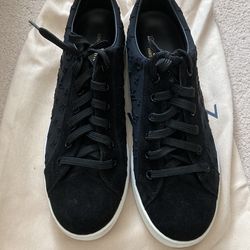 LV Women’s Black suede sneakers with embroidered logo for sale!