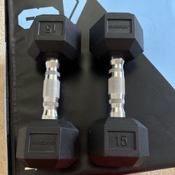One Pair Of 15LB DUMBBELLS 