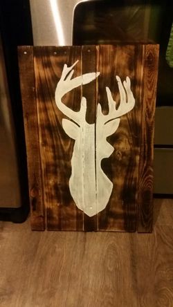 Reclaimed Wooden Deer Head Sign