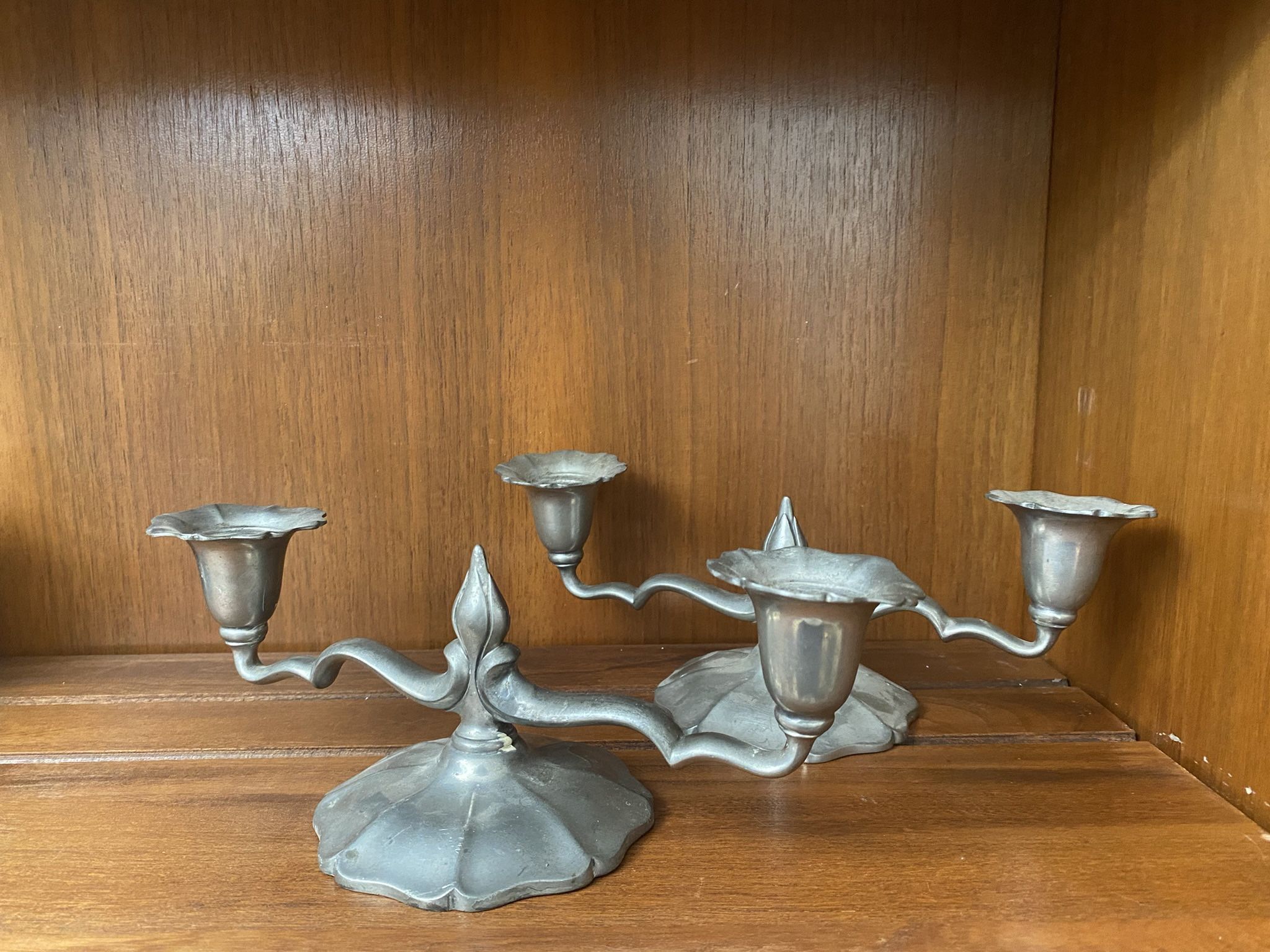 Antique 19th Century Flagg & Homan Pewter Candelabras