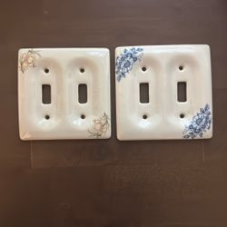 2 Porcelain Light Switch Covers