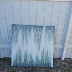 Modern Ocean Drip Abstract Canvas Art