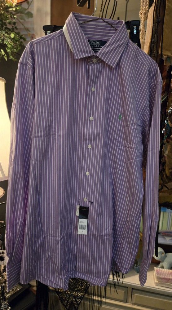Men's XL New..Ralph Lauren Polo Stripped Button Down Shirt