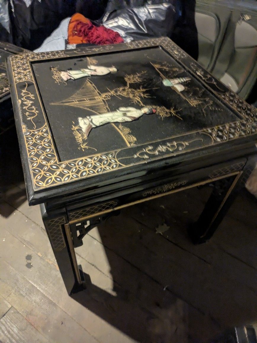 Mother Of Pearl End Table Black Lyker