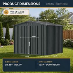 ❤️‍🔥 8x8 FT Outdoor Metal Storage Shed with Lockable Doors