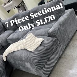 Extra Large Grey Modular Sectional 7 Piece Set Extra Plush Corduroy Fabric Brand New In Box Firm Price $1,170