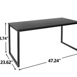 Modern Simple Style Laptop Personal Computer Desk Workstation Studio Home Office Rectangular - 47" Length, Black