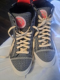 Diesel S-Nentish White Gray Leather High Top Zip Around Sneakers Men’s Size 12 