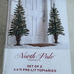 Set of Two North Pole 3.5 Ft. Pre-Lit Topiaries