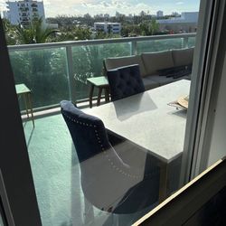 Marble top (real marble) Dining Table and 4 velvet chairs