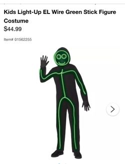 Kids Light Up Stick Figure Neon Green XL 14-16