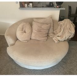 Round Oversized Chaise Lounge - Beige