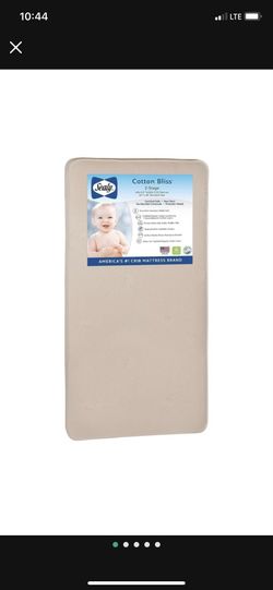 Sealy Cotton Bliss 2-Stage Waterproof Baby Crib and Toddler Mattress - 204 Premium Coils - Made in USA, 52"x28"