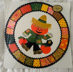 Set of 8 Vintage Hallmark 14” Placemats. Fall/ thanksgiving  Scarecrow. New old stock.  Thicker card stock/ Die cut. Package is unused/ unopened