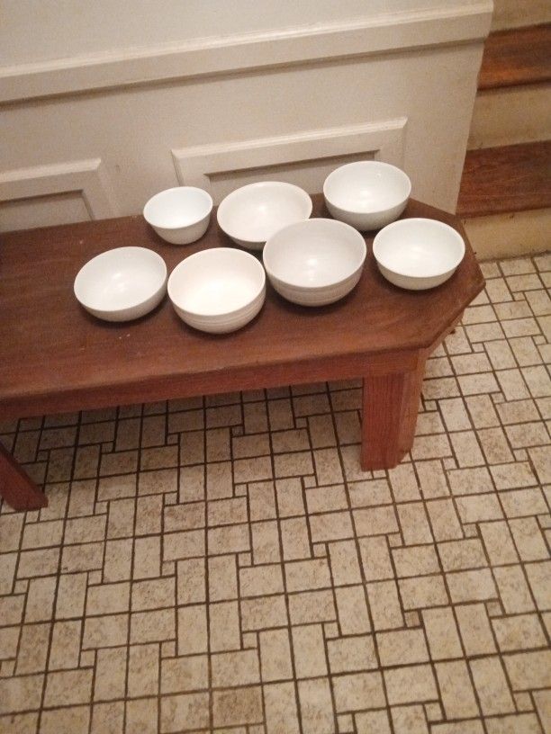 Seven Miscellaneous White Bowls
