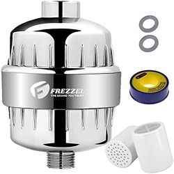 FREZZEL Shower Filter & Replacement with Vitamin C - 17 Stages Shower Filter for Hard Water and Chlorine - High Output Revitalizing Showerhead Filter 