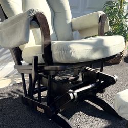 DUTAILIER Sleigh Glider Reclining Rocking Chair &Ottoman In light Green Color. Delivery Available🚚.