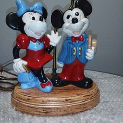 Vintage Mickey And Minnie Lamp