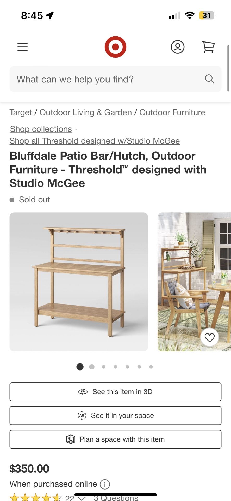 Bluffdale Patio Bar/Hutch, Outdoor Furniture - Threshold™ designed with Studio McGee