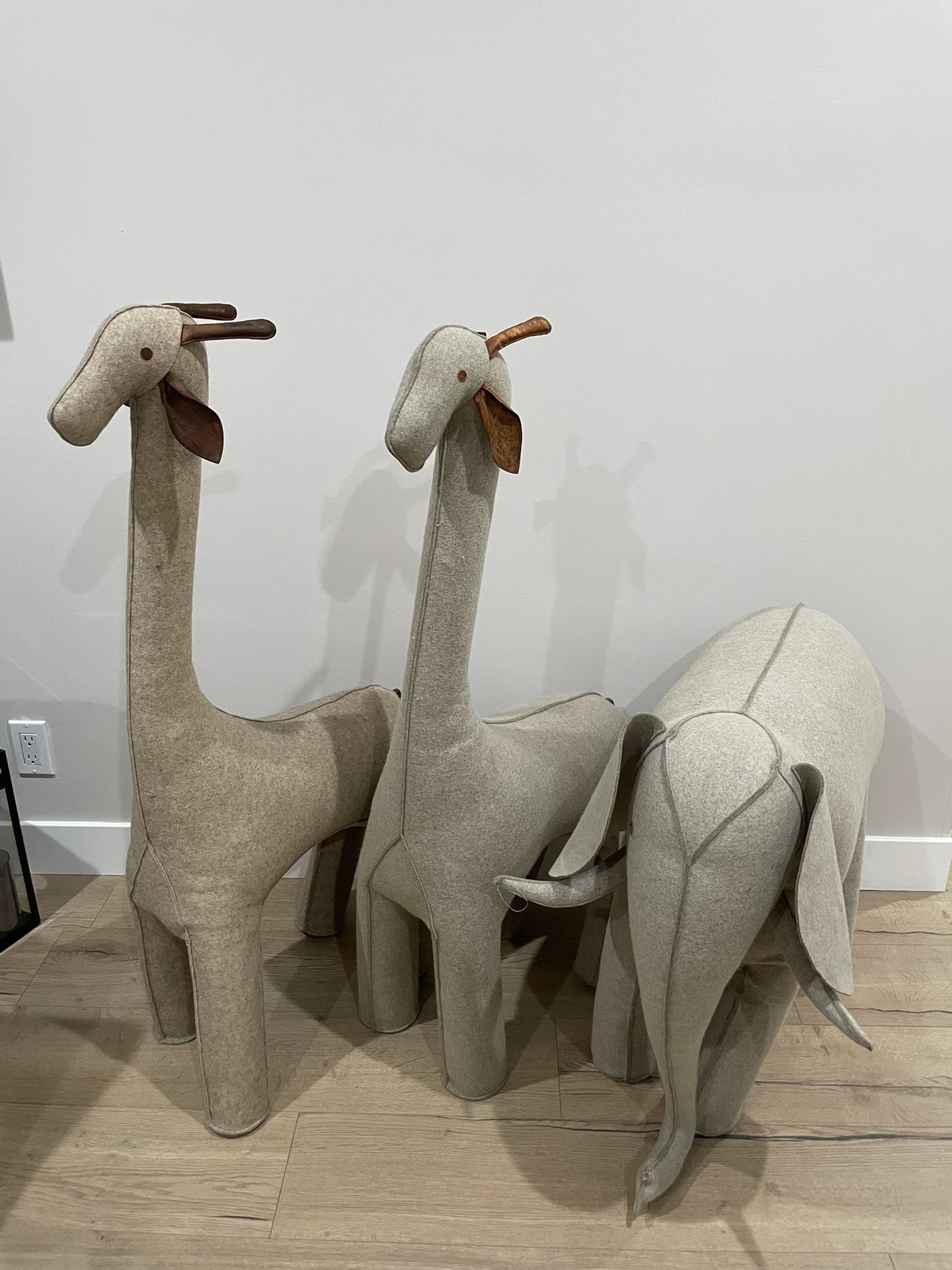 RH Restoration hardware wool felt giraffe and elephant