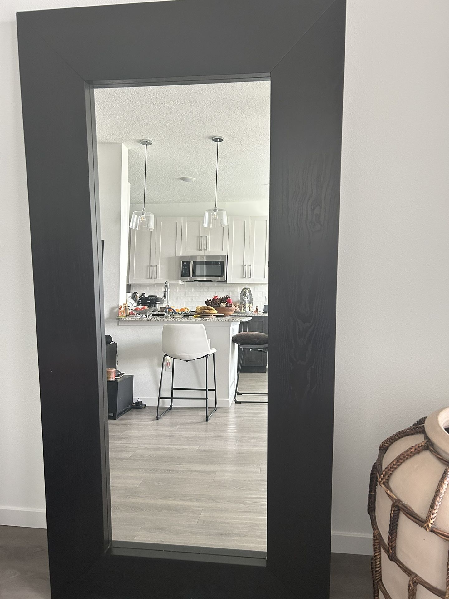 Large Full-Length Floor Mirror – Black Wood Frame (Modern & Heavy)