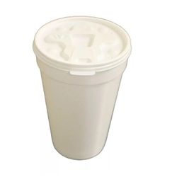 WinCup Plastic Lids for 12-24 oz. Foam Cups Tear Tab + Straw Slot 