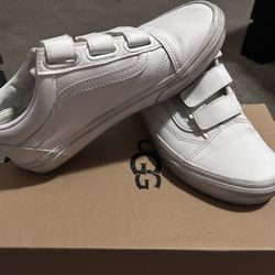 White Leather Velcro Vans