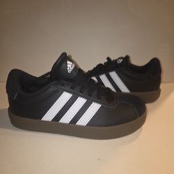 Adidas Shoes Size 1 Kids VL Court 3.0 Black Casual Sneakers Girls Boys 