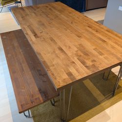Butcher Block Dining Table And Benches