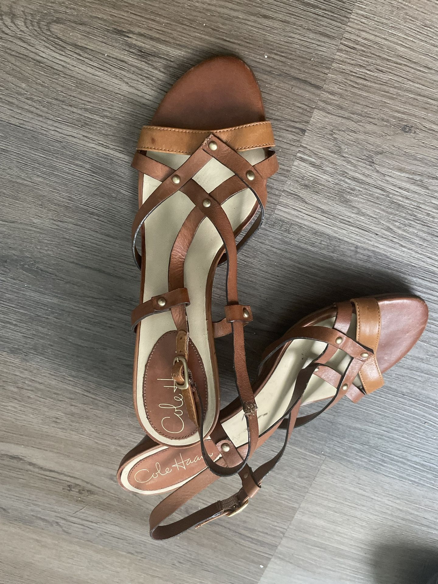 Cole Hann Strappy Tan Sandals