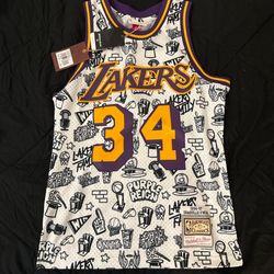 Shaquille O’Neal Doodle Laker Jersey Men’s Medium 