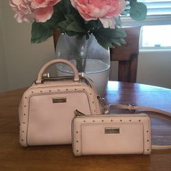 Pale Pink Leather Kate Spade Bag with matching Wallet