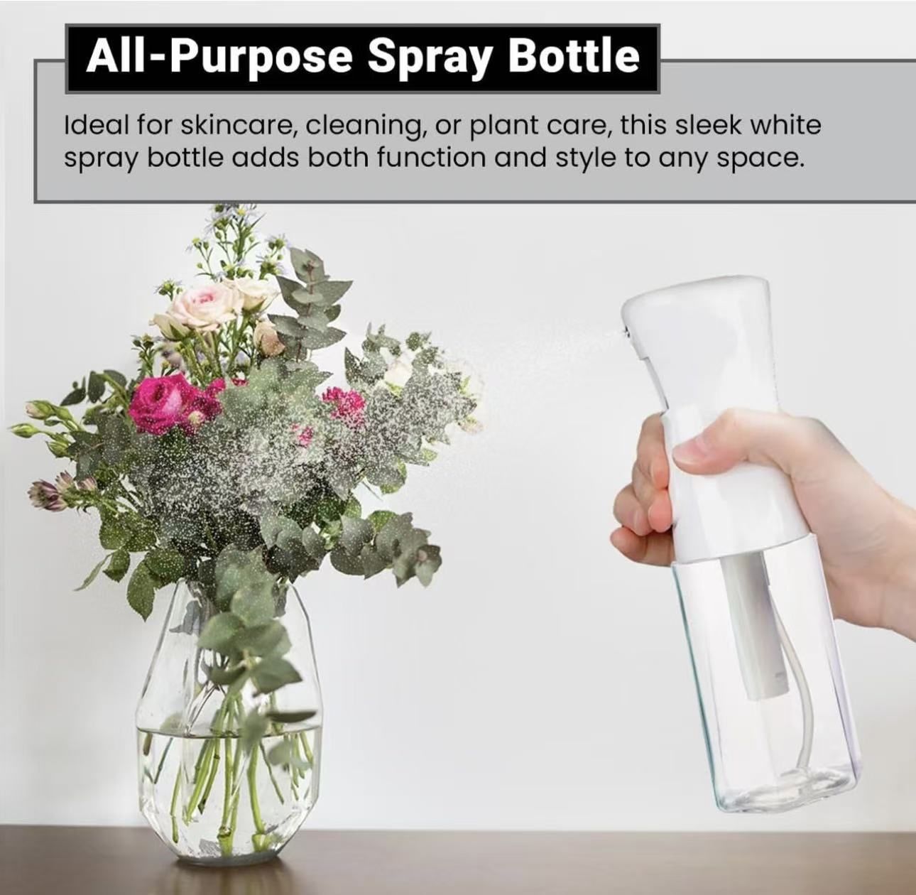 Continuous Mist Spray Bottle – Ultra Fine Mist for Hair Styling, Salon Use, and Versatile Applications – Ideal for Plants, Cleaning, and Travel – 5 oz