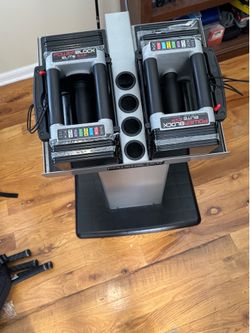 Adjustable Power Block Dumbbells with matching stand