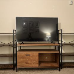 TV Stand + (Qty 2) 4 tier Bookshelf 