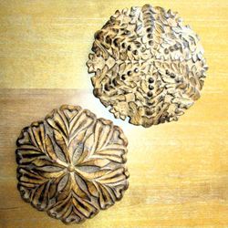 Hand Carved Wood Wall Décor Art Medallion Set