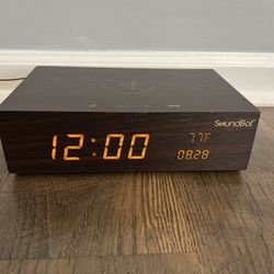 Digital Alarm Clock  Wireless Charger Bluetooth Speaker