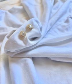 1ct Moissanite Cushion Halo Earrings Gold Plated | GRA Certified | D Color VVS1
