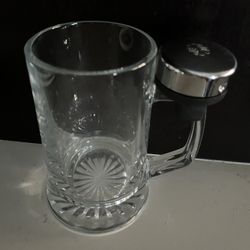 Vintage Glass Beer Mug With Bell To Ring For Refills - New