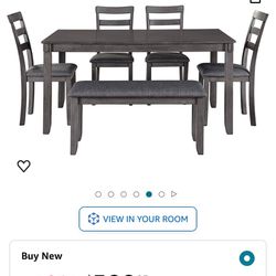 Dining Table, 4 Chairs & Bench
