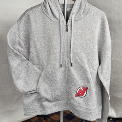 Women's WEAR by Erin Andrews Gray New Jersey Devils Sponge Fleece Full-Zip Hoodie Size 2XL