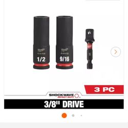 Milwaukee SHOCKWAVE Impact Duty 3/8 in. Drive Deep Well Socket Set (3-Pack