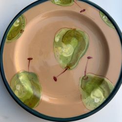 Droll Designs Hand Painted Salad Plate 8.75” – Pear Design – New