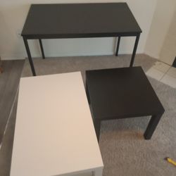 Black And White Table Set With 1 Chair 