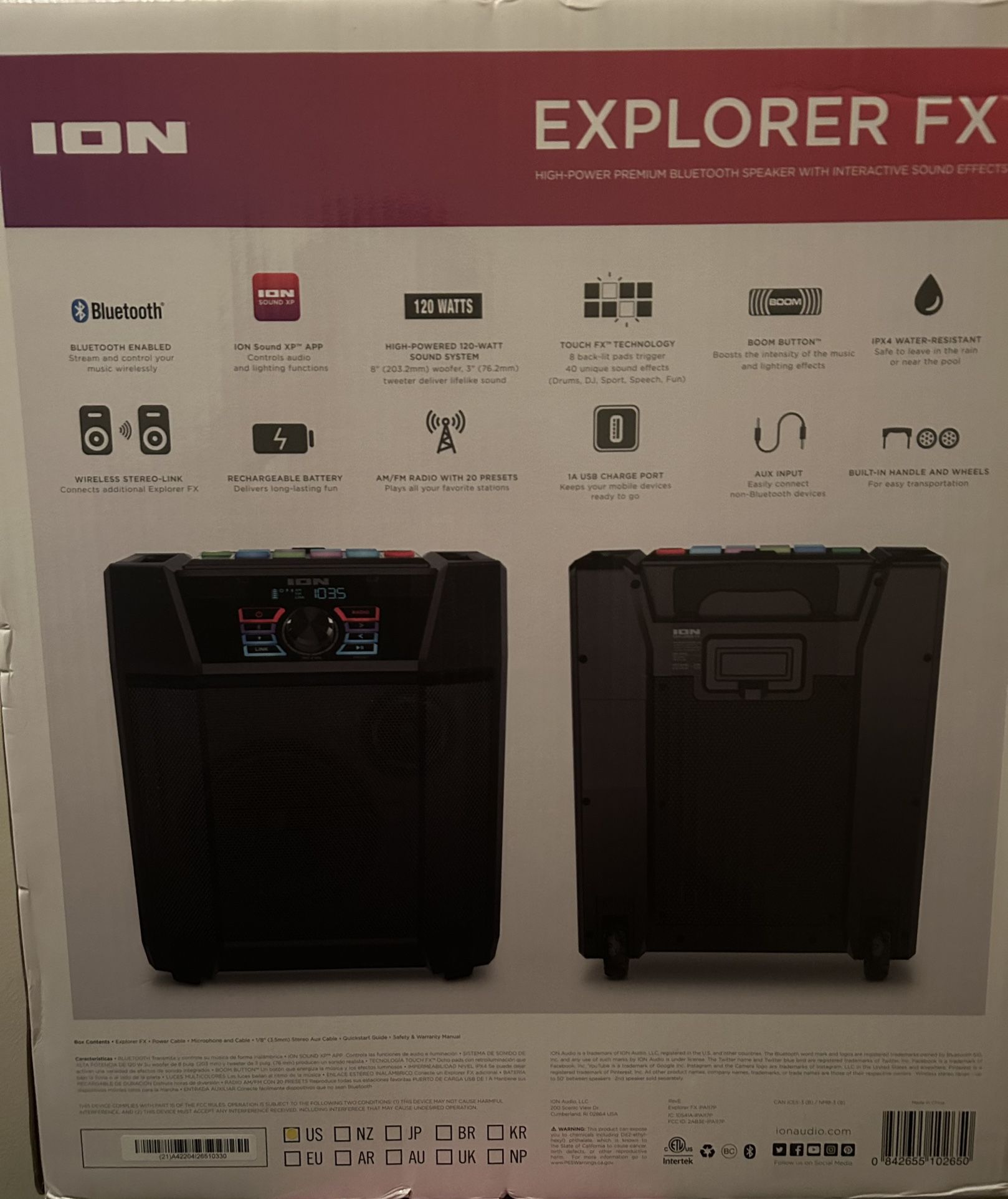 ION Explorer FX High-Power Bluetooth Speaker Sound Effects IPX4