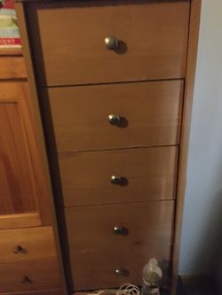 Tall Wood 5-Drawer Dresser