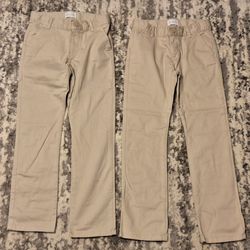 NEW - THE CHILDREN’S PLACE GIRLS UNIFORM KHAKI PANTS - SIZE 8 [2 PAIRS]