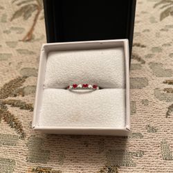 Red And White Enamel Heart Ring