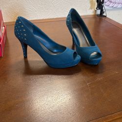 Nice Women Heels 6.5M Peacock Blue 