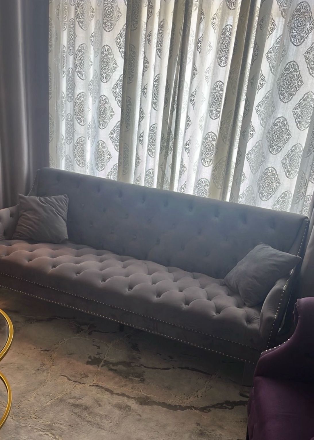 Gray Velvet Sofa 